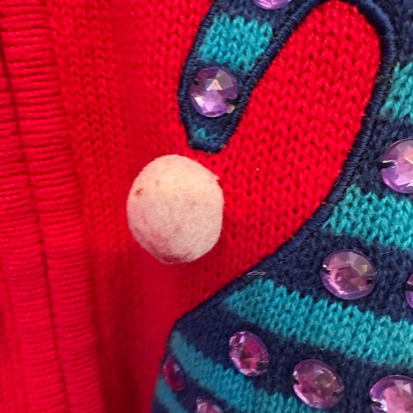 Vintage Y2K Era Tiara International Red Snowman Festive Winter Cardigan Size XL - Picture 5 of 10